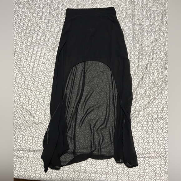 High-Low Black Sheer Skirt - Picture 1 of 6